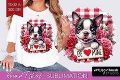 Valentine Dog Round Tshirt Background - Valentines Day PNG Product Image 1