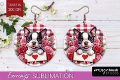 Valentine Dog Round Earrings - Valentines Day PNG Product Image 1