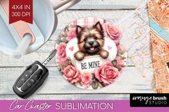 Valentine Dog Car Coaster - Valentines Day Coaster PNG Product Image 1