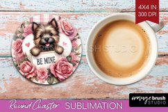 Valentine Dog Round Coaster - Valentines Day Coaster PNG Product Image 1