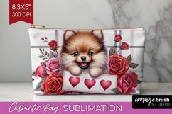 Valentine Dog Cosmetic Bag - Valentines Day Makeup Bag PNG Product Image 1