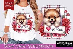 Valentine Dog Round Tshirt Background - Valentines Day PNG Product Image 1
