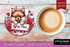 Valentine Dog Round Coaster - Valentines Day Coaster PNG Product Image 1