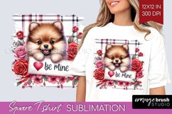 Valentine Dog Square Tshirt Background - Valentines Day PNG Product Image 1
