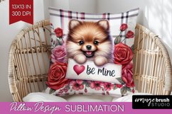 Valentine Dog Pillow Sublimation - Valentines Day Pillow PNG Product Image 1