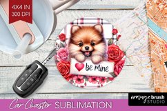 Valentine Dog Car Coaster - Valentines Day Coaster PNG Product Image 1