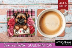 Valentine Dog Square Coaster - Valentines Day Coaster PNG Product Image 1