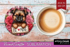 Valentine Dog Round Coaster - Valentines Day Coaster PNG Product Image 1