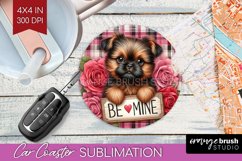 Valentine Dog Car Coaster - Valentines Day Coaster PNG Product Image 1