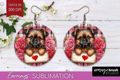 Valentine Dog Round Earrings - Valentines Day PNG Product Image 1