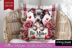 Valentine Dog Pillow Sublimation - Valentines Day Pillow PNG Product Image 1