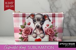 Valentine Dog Cosmetic Bag - Valentines Day Makeup Bag PNG Product Image 1