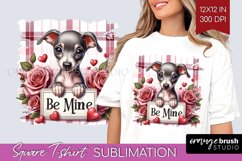 Valentine Dog Square Tshirt Background - Valentines Day PNG Product Image 1