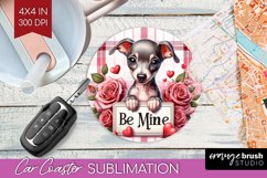 Valentine Dog Car Coaster - Valentines Day Coaster PNG Product Image 1