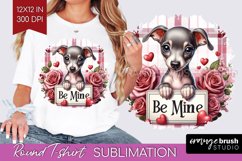 Valentine Dog Round Tshirt Background - Valentines Day PNG Product Image 1