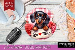 Valentine Dog Car Coaster - Valentines Day Coaster PNG Product Image 1