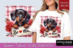 Valentine Dog Square Tshirt Background - Valentines Day PNG Product Image 1