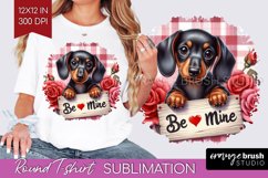 Valentine Dog Round Tshirt Background - Valentines Day PNG Product Image 1