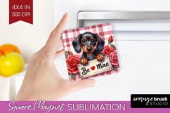 Valentine Dog Magnet Sublimation - Valentines Day Square PNG Product Image 1