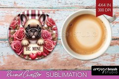 Valentine Dog Round Coaster - Valentines Day Coaster PNG Product Image 1
