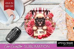 Valentine Dog Car Coaster - Valentines Day Coaster PNG Product Image 1