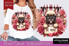Valentine Dog Round Tshirt Background - Valentines Day PNG Product Image 1