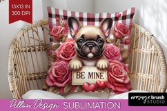 Valentine Dog Pillow Sublimation - Valentines Day Pillow PNG Product Image 1