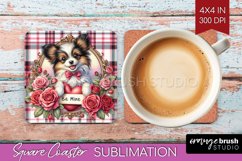 Valentine Dog Square Coaster - Valentines Day Coaster PNG Product Image 1