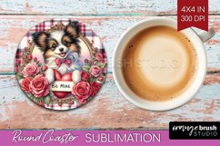 Valentine Dog Round Coaster - Valentines Day Coaster PNG Product Image 1