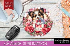 Valentine Dog Car Coaster - Valentines Day Coaster PNG Product Image 1