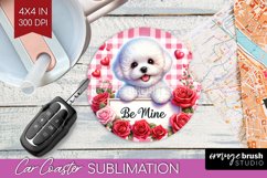 Valentine Dog Car Coaster - Valentines Day Coaster PNG Product Image 1
