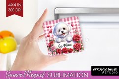 Valentine Dog Magnet Sublimation - Valentines Day Square PNG Product Image 1
