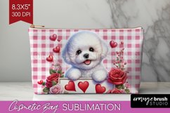 Valentine Dog Cosmetic Bag - Valentines Day Makeup Bag PNG Product Image 1