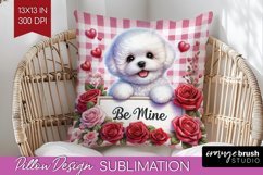 Valentine Dog Pillow Sublimation - Valentines Day Pillow PNG Product Image 1