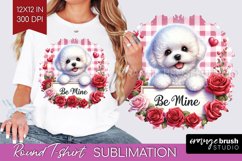 Valentine Dog Round Tshirt Background - Valentines Day PNG Product Image 1
