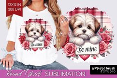 Valentine Dog Round Tshirt Background - Valentines Day PNG Product Image 1
