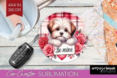 Valentine Dog Car Coaster - Valentines Day Coaster PNG Product Image 1