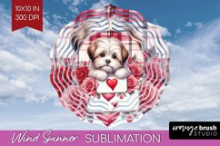 Valentine Dog Wind Spinner Sublimation PNG - Valentines Day Product Image 1