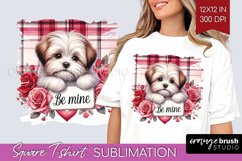 Valentine Dog Square Tshirt Background - Valentines Day PNG Product Image 1