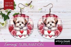 Valentine Dog Round Earrings - Valentines Day PNG Product Image 1