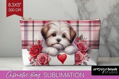 Valentine Dog Cosmetic Bag - Valentines Day Makeup Bag PNG Product Image 1