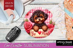 Valentine Dog Car Coaster - Valentines Day Coaster PNG Product Image 1