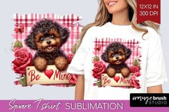Valentine Dog Square Tshirt Background - Valentines Day PNG Product Image 1
