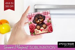 Valentine Dog Magnet Sublimation - Valentines Day Square PNG Product Image 1