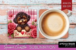 Valentine Dog Square Coaster - Valentines Day Coaster PNG Product Image 1