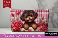 Valentine Dog Cosmetic Bag - Valentines Day Makeup Bag PNG Product Image 1