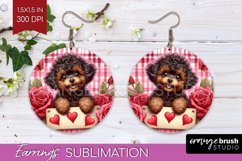 Valentine Dog Round Earrings - Valentines Day PNG Product Image 1