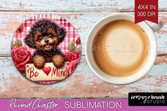 Valentine Dog Round Coaster - Valentines Day Coaster PNG Product Image 1