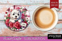 Valentine Dog Round Coaster - Valentines Day Coaster PNG Product Image 1