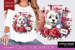 Valentine Dog Round Tshirt Background - Valentines Day PNG Product Image 1